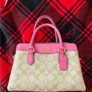 Coach Beige and Pink Signature Satchel